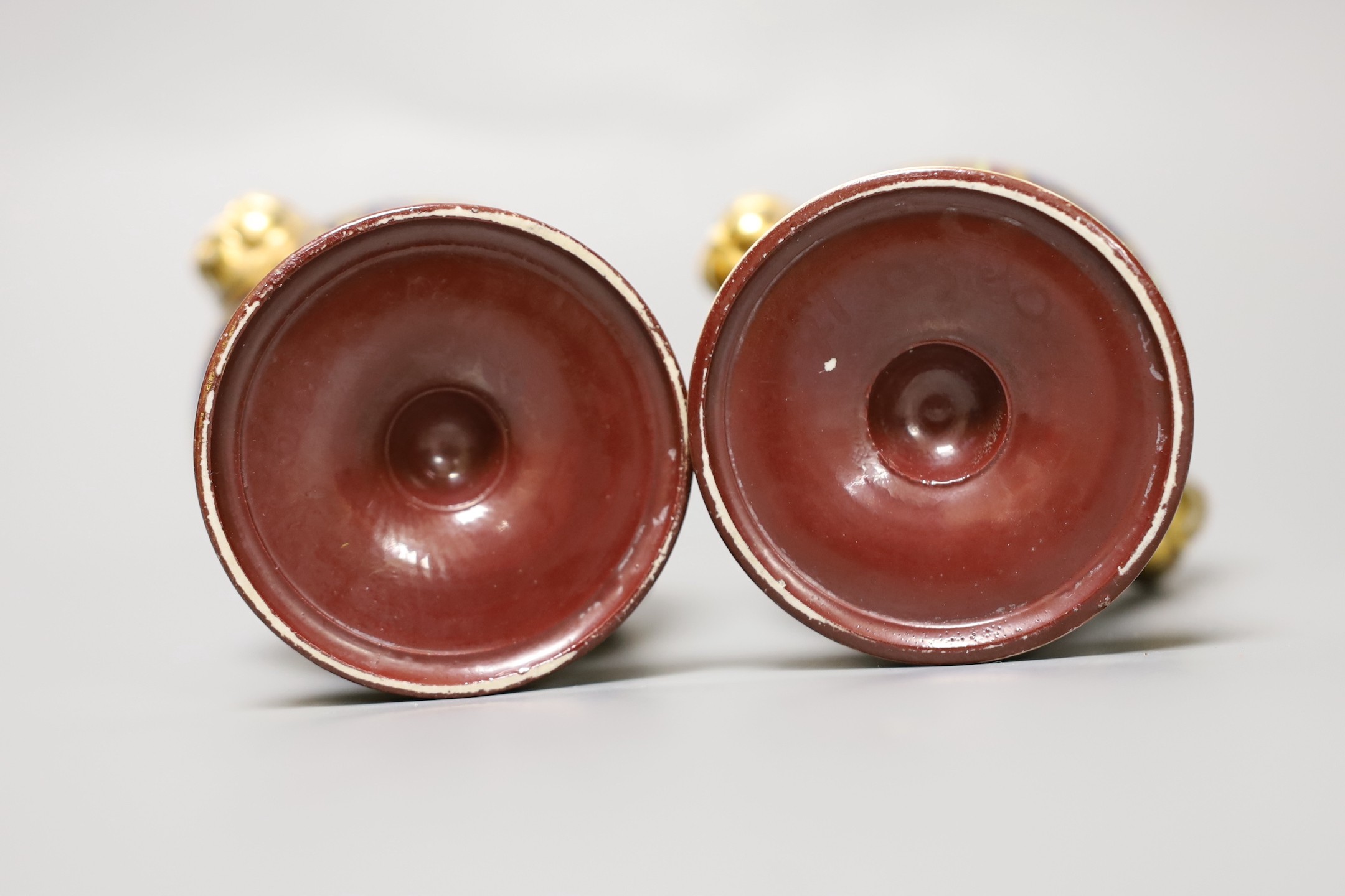 A pair of Paris porcelain two handled vases, first half 19th century, 12cm